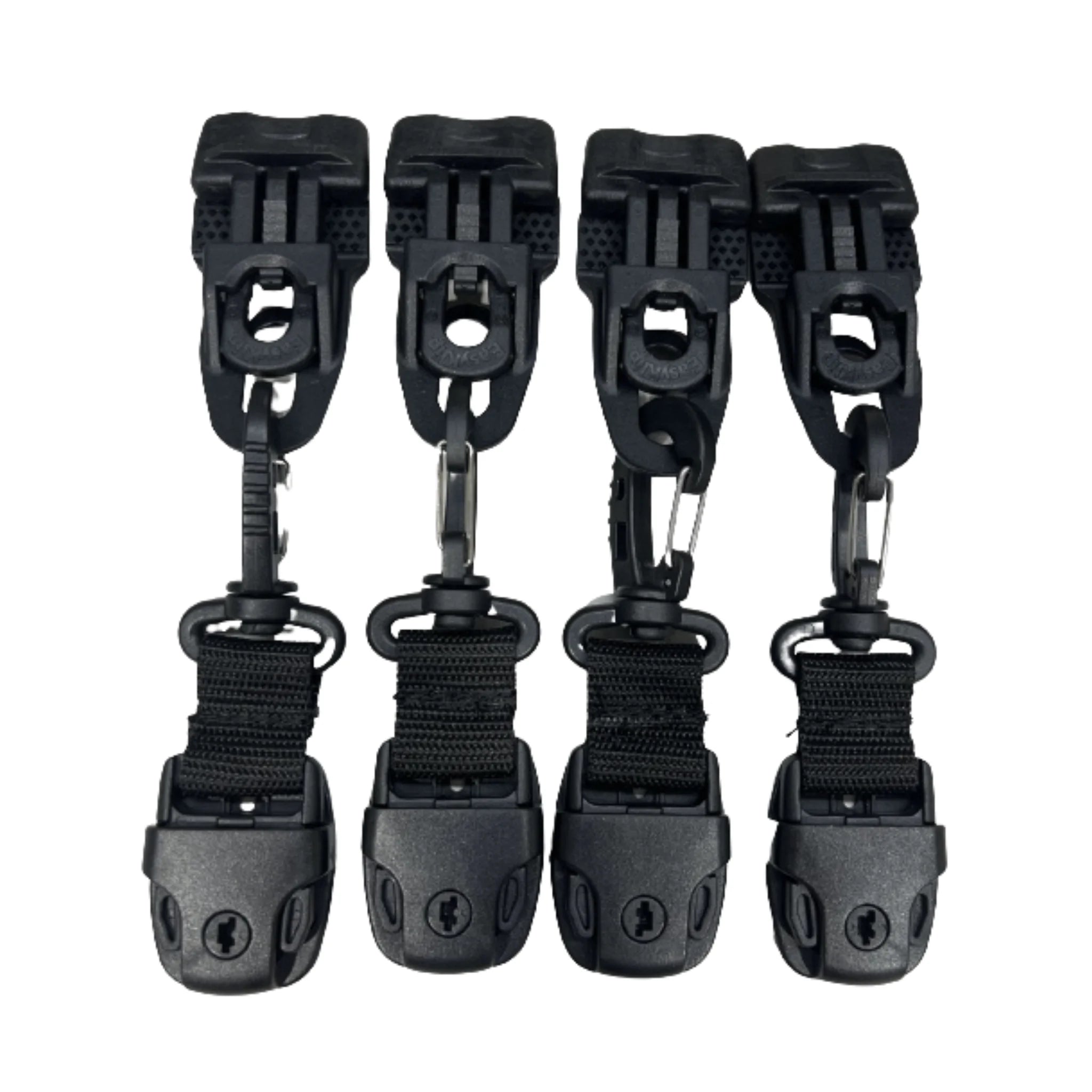 Complete replacement set of lockable spa cover clips and buckles. Shown on white background.