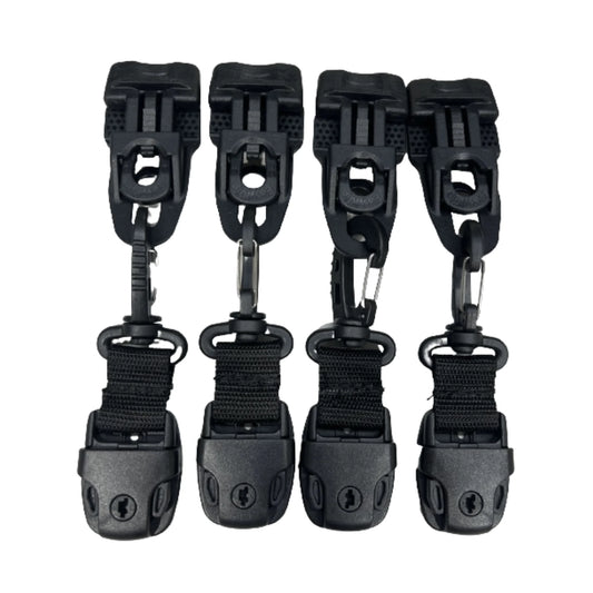 Complete replacement set of lockable spa cover clips and buckles. Shown on white background.